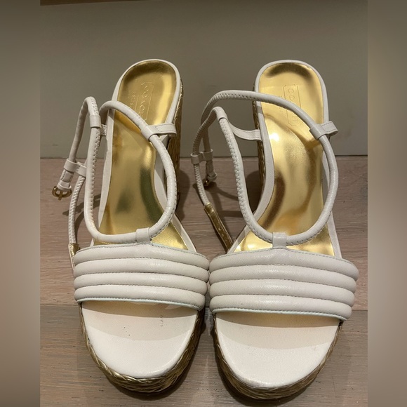 Coach White and Gold Strap Wedges - Picture 5 of 5
